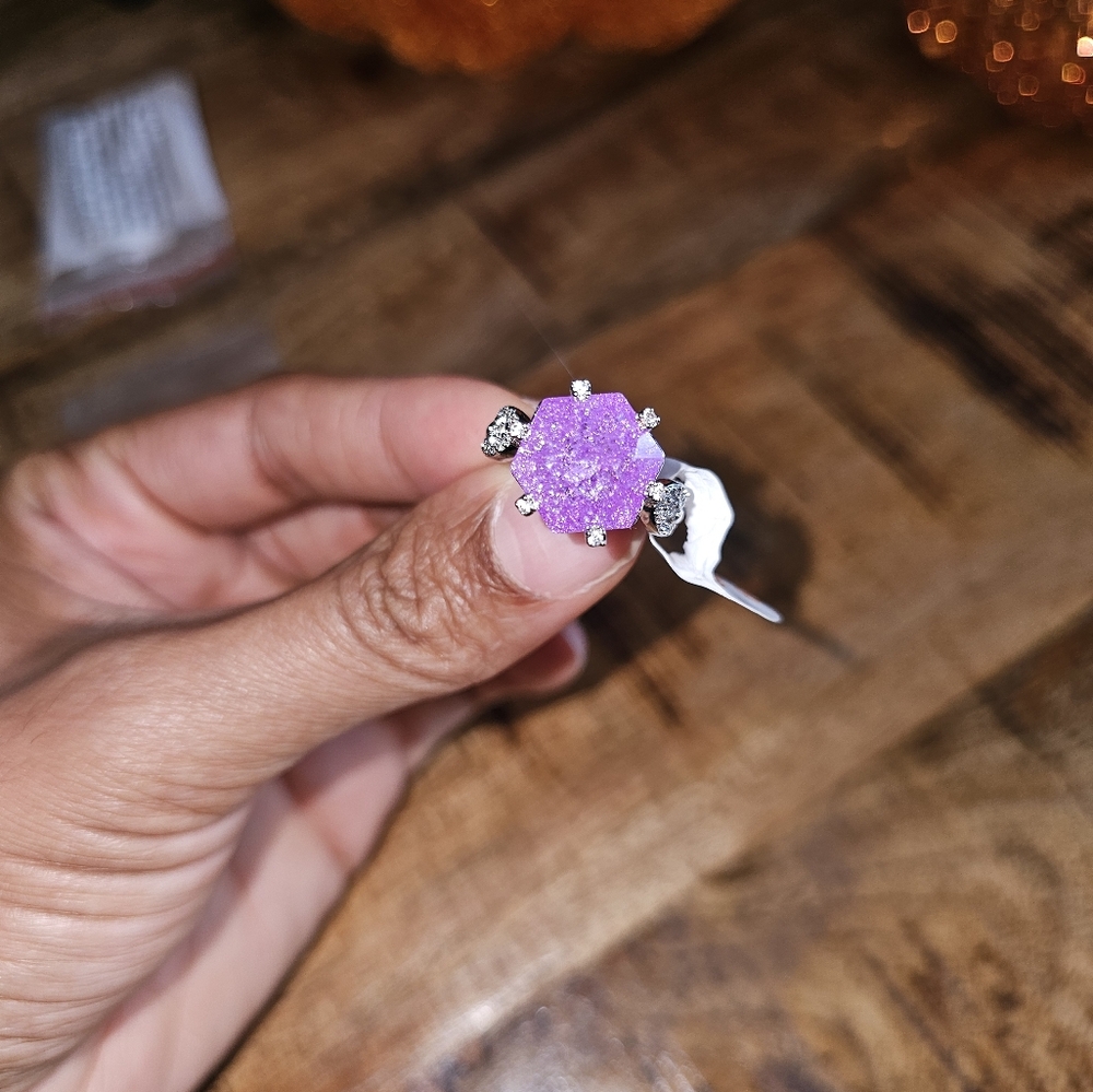 Bomb Party Purple Glitter Ring Size 6